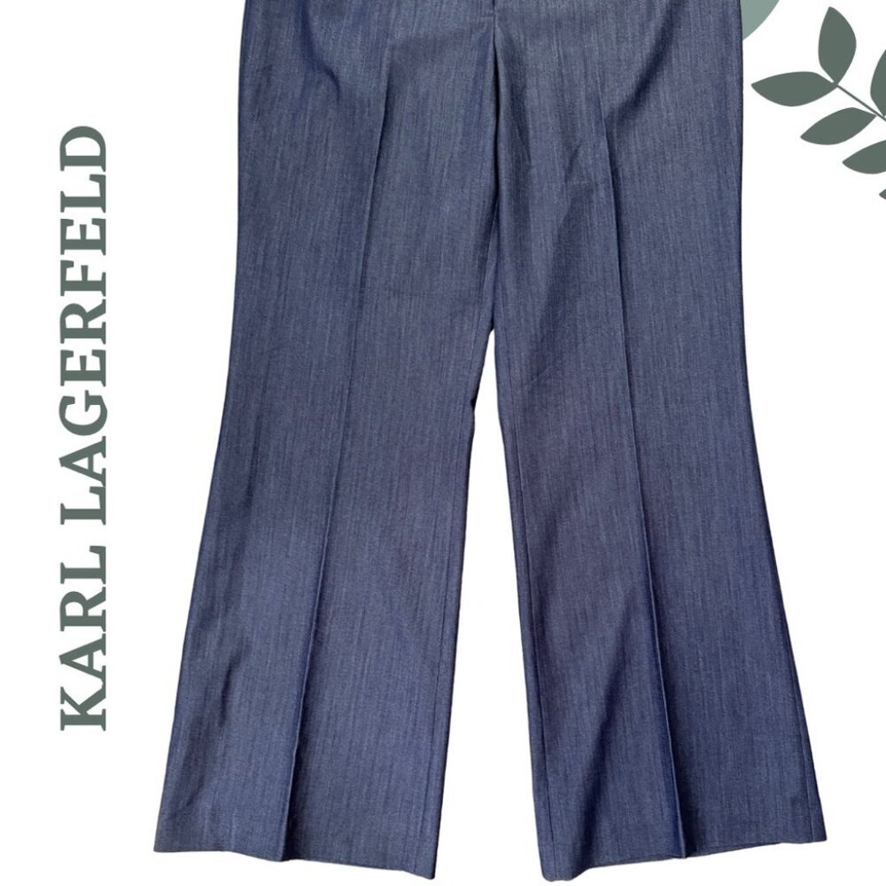Karl Lagerfeld Paris Wide-Leg Dress Pants – Blue Chambray, Size 16 - Picture 5 of 6